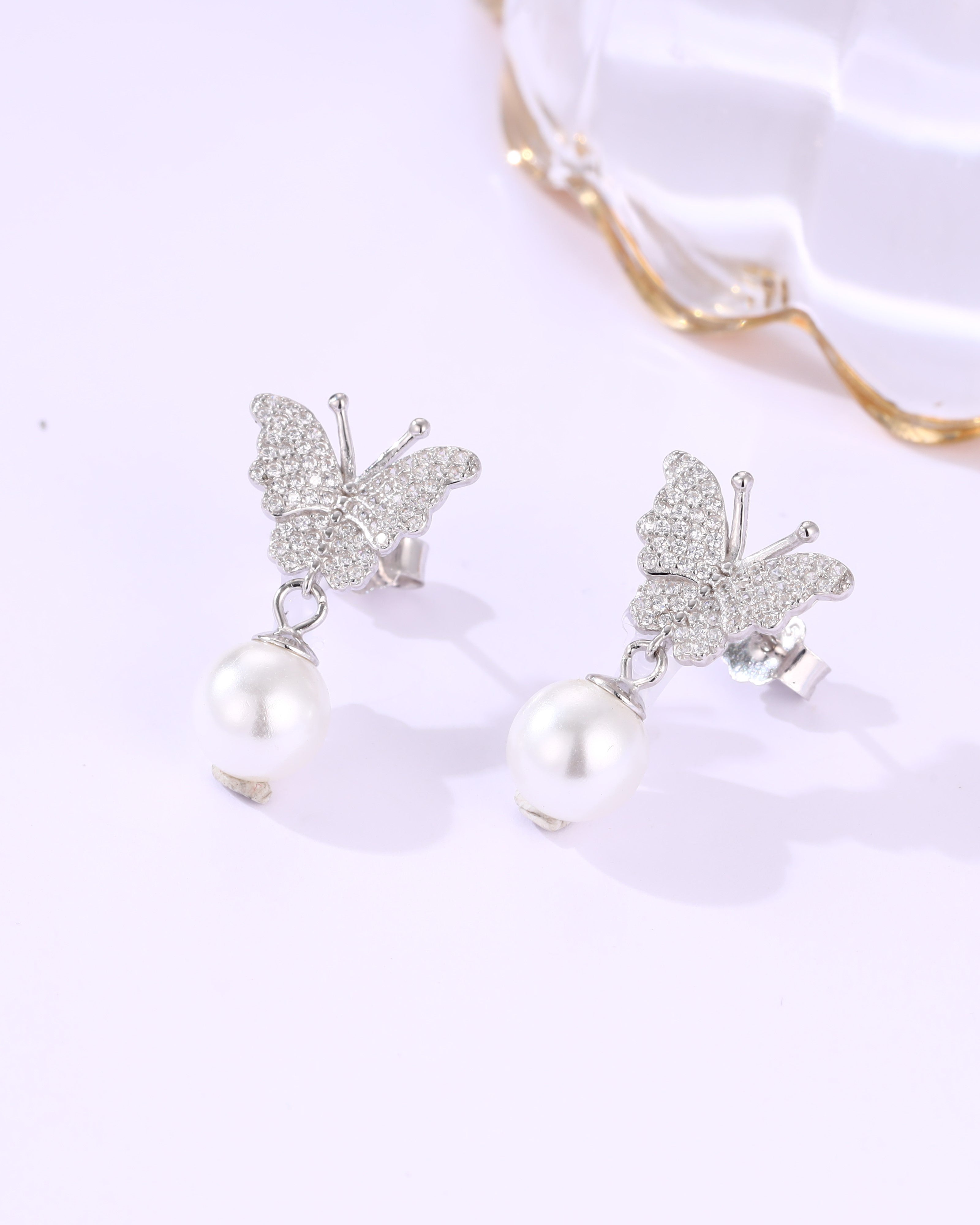 Butterfly Pearl Earrings