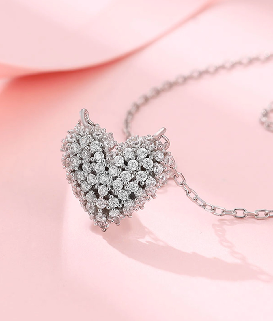 Beautiful Heart Stone Silver Chain (IJ24169)
