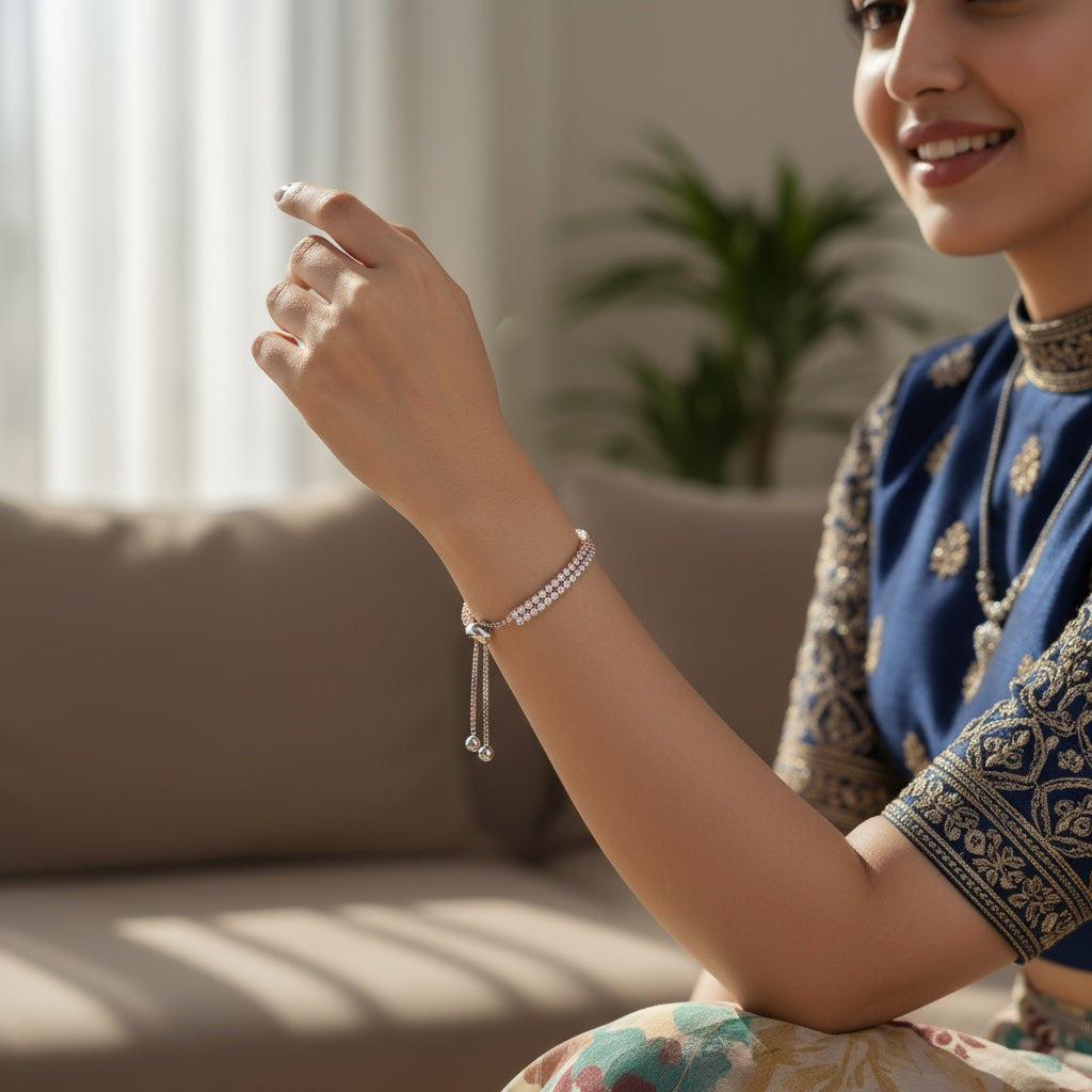 Silver & Rosegold Sparkling Bracelet